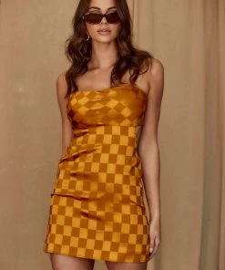 CLOUD TEN Ava Poppy Checkered Mini Dress