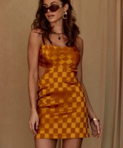 CLOUD TEN Ava Poppy Checkered Mini Dress