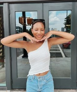 BEIGE BOTANY CLOTHING Scheena White One Shoulder Top 16 BEIGE BOTANY CLOTHING Scheena White One Shoulder Top