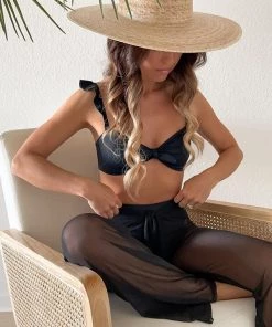 AFTER STITCH Bull By The Horns Black Mesh Pants