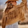 LE LIS Desert Palm Tan Fringe Denim Jacket CLOTHING 2 LE LIS Desert Palm Tan Fringe Denim Jacket CLOTHING