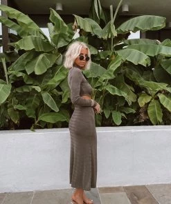 ACOA Afternoon Delight Olive Cutout Midi Dress CLOTHING 7 ACOA Afternoon Delight Olive Cutout Midi Dress CLOTHING