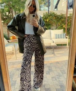 WINK Evelyn Black Abstract Pants CLOTHING