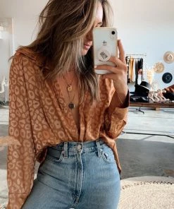 ACOA CLOTHING Gold Rush Gold Leopard Blouse