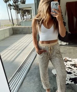 WINK CLOTHING Dusk Till Dawn Sequin Cream Joggers