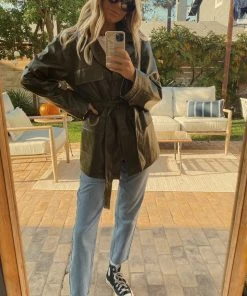 Bailey Rose CLOTHING Lotus Olive Vegan Leather Jacket