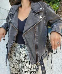 CLOUD TEN Jet Setter Black Denim Jacket CLOTHING