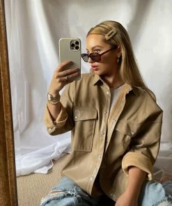 ACOA Owen Nude Vegan Leather Shirt Jacket