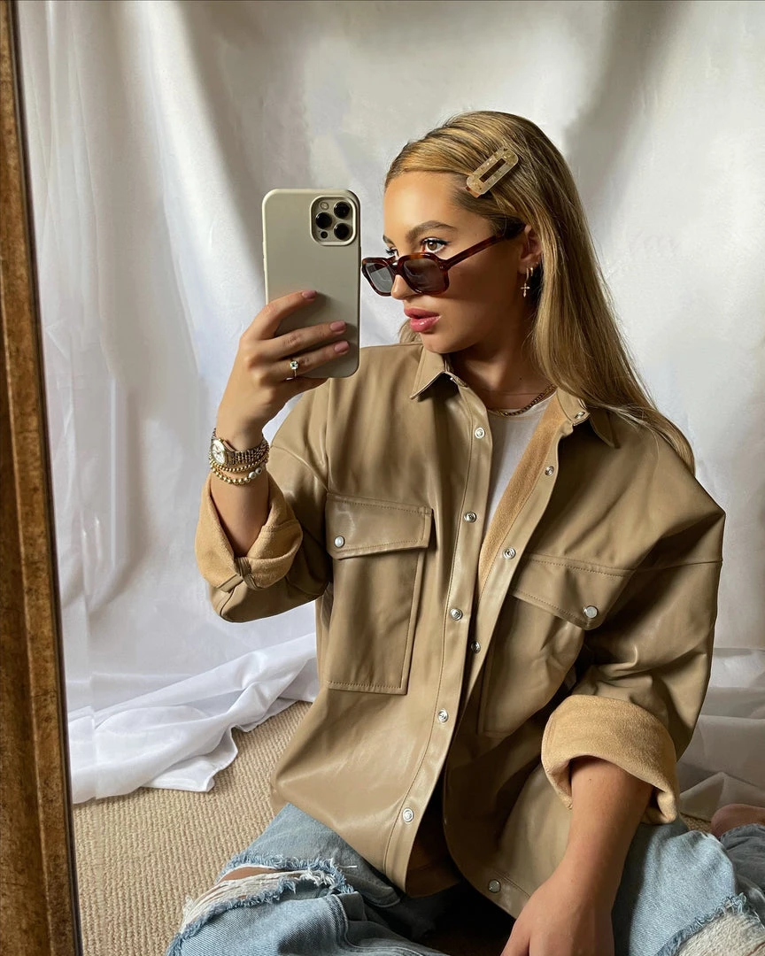 ACOA Owen Nude Vegan Leather Shirt Jacket 3 ACOA Owen Nude Vegan Leather Shirt Jacket