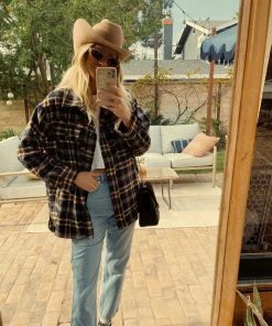 LE LIS CLOTHING Austin Navy Plaid Shacket
