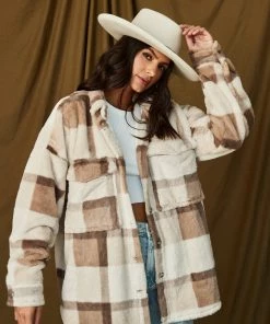 12th Tribe CLOTHING High Line Beige Faux Fur Shacket