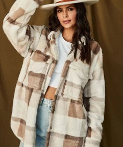 12th Tribe CLOTHING High Line Beige Faux Fur Shacket